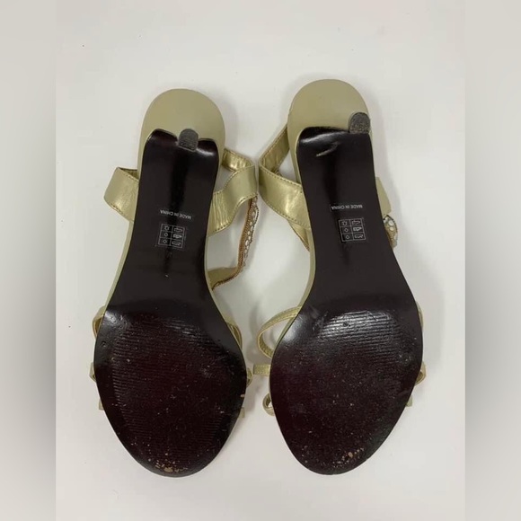 M By MARINELLI Shoes Jeweled Gold Heels Size 8.5 - Picture 8 of 9